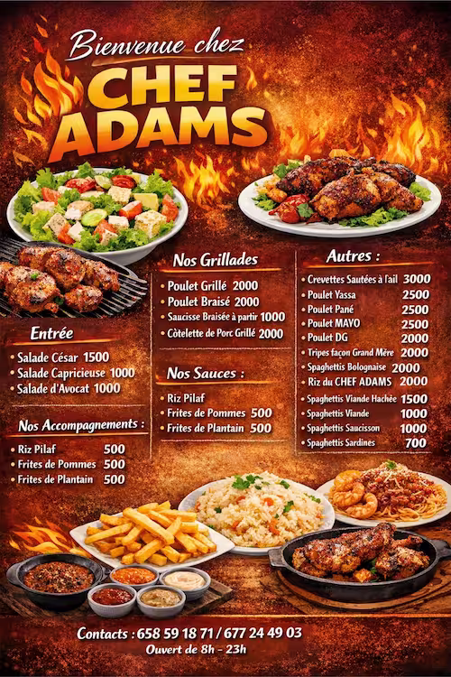 Menu Chef Adams
